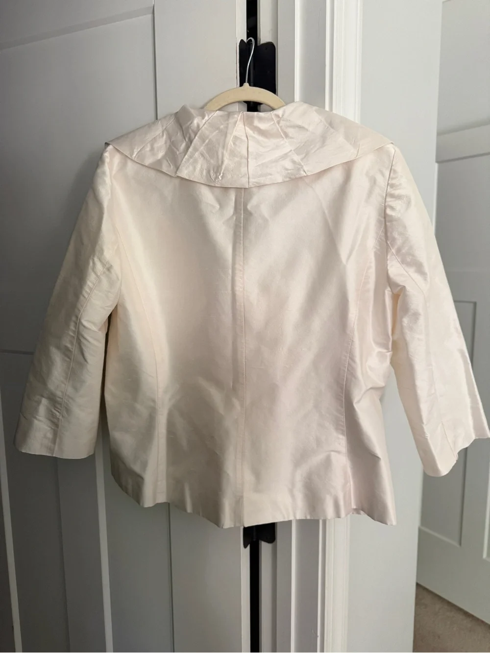 Teri Jon Cream Double-Breasted Silk‎ Jacket